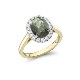 Emma Clarkson Webb + Lulu Green Sapphire 18ct Yellow Gold Halo Ring, Price on Request