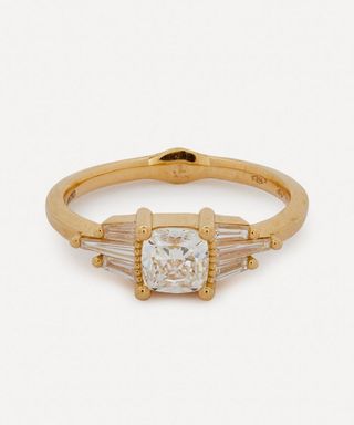 Artemer + 18ct Gold Art Deco Cushion Diamond Engagement Ring