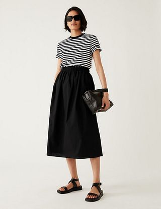 M&S Collection + Pure Cotton Midaxi A-Line Skirt