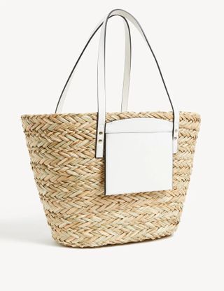 M&S Collection + Straw Striped Tote Bag