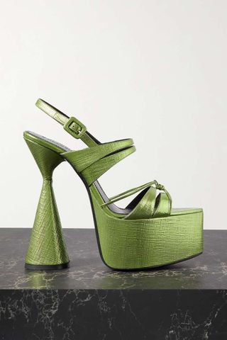 D'Accori + Belle Textured-Leather Platform Sandals