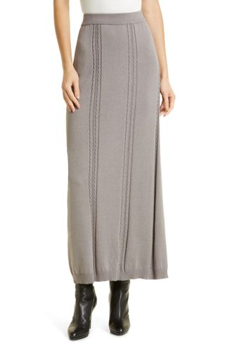 Misook + Cable Stripe Rib Trim Maxi Skirt