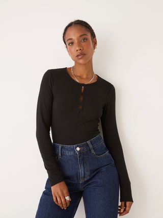 Frank and Oak + The Keyhole Top in Black
