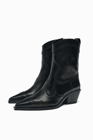 Zara + Heeled Cowboy Ankle Boots