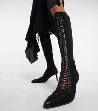 Givenchy + Show Lace-Up Knee-High Boots