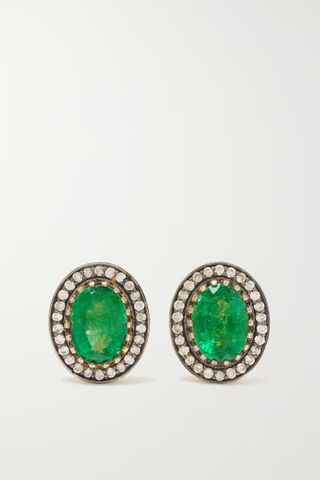 Amrapali + 18-Karat Gold, Emerald and Diamond Earrings