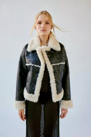 Urban Outfitters + Uo Maria Faux Leather & Shearling Jacket