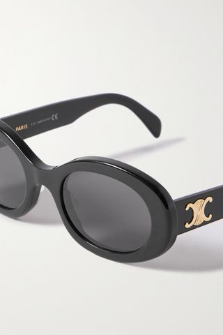 Celine Eyewear + Triomphe Oval-Frame Acetate Sunglasses