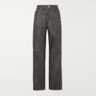 Remain Birger Christensen + Distressed Textured-Leather Straight-Leg Pants