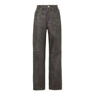 Remain Birger Christensen + Distressed Textured-Leather Straight-Leg Pants