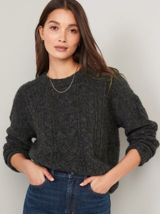 Old Navy + Heathered Cable-Knit Sweater