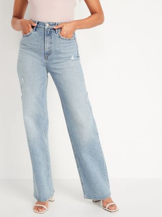 Old Navy + Extra High-Waisted Ripped Wide-Leg Jeans