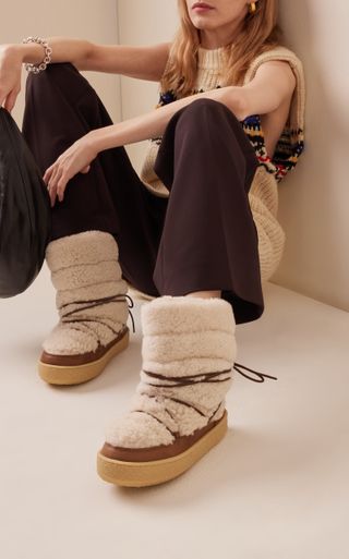 Isabel Marant + Zimlee Leather-Trimmed Fur Ankle Boots