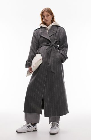 Topshop + Stripe Longline Coat