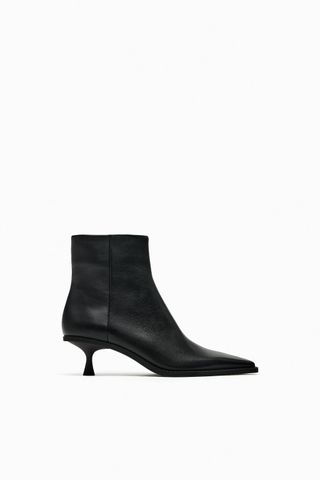 Zara + Leather Kitten Heel Ankle Boots