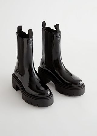 & Other Stories + Chunky Platform Chelsea Leather Boots