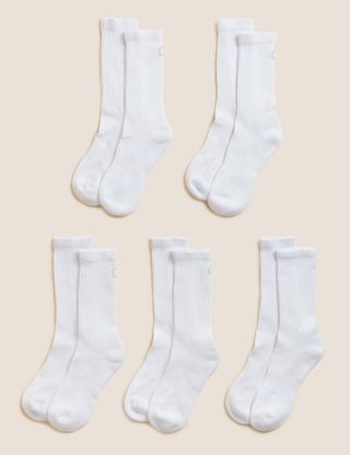 M&S + 5pk Cotton Rich Cushioned Crew Socks