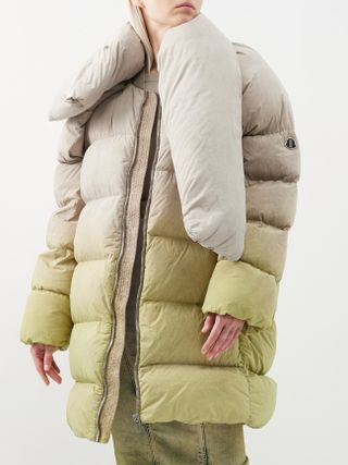 Moncler + Rick Owens + Gradient-Shell Quilted Down Longline Coat
