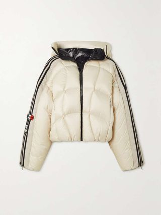Moncler Genius + + Adidas Originals Cropped Hooded Striped Quilted Shell Down Jacket