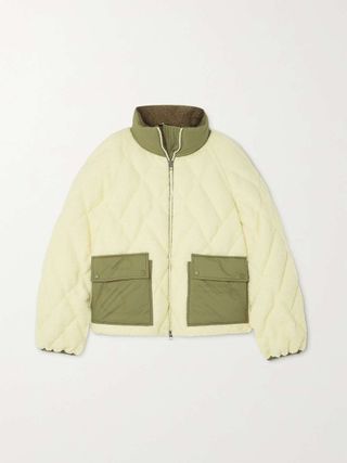 Moncler + Jonquille Shell-Trimmed Quilted Fleece Down Jacket