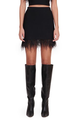 Staud + Chaya Ostrich Feather Trim Skirt