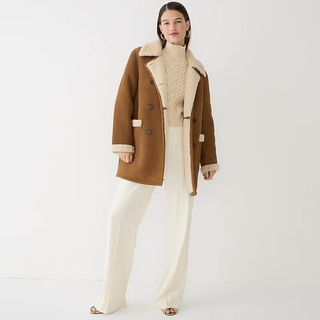 J.Crew Collection + Double-Breasted Shearling Coat