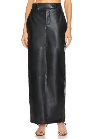 Urban Outfitters + Black Leather Maxi Skirt