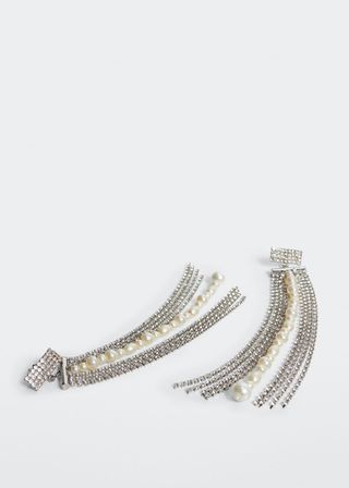 Mango + Crystal Cascade Earrings With Pearls