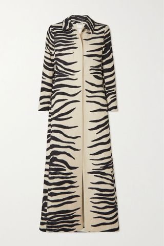 Dries Van Noten + Zebra-Stripe Chenille Coat