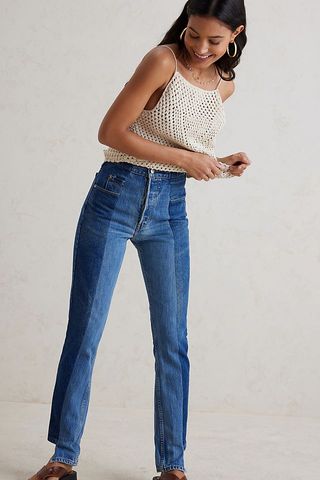 E.L.V. Denim + Straight Contrast Rigid Jeans