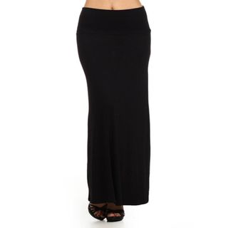Moa Collection + Stylish Spandex Comfy Fold-Over Flare Long Maxi Skirt