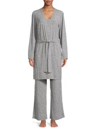 Lissome + Sleep Top, Pants, and Robe 3 Piece Pajama Set
