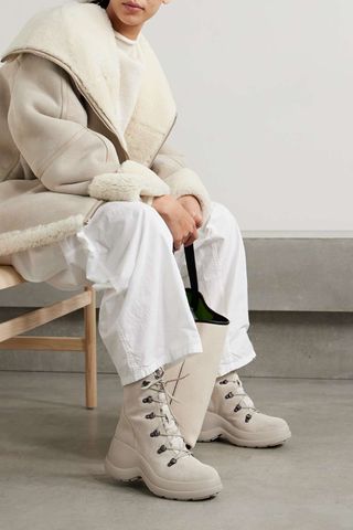 Moncler + Resile Trek Shell-Trimmed Suede Ankle Boots
