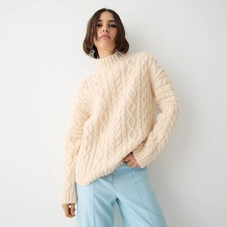 J.Crew + Oversized Cable-Knit Turtleneck Sweater