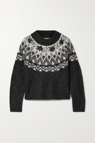 Veronica Beard + Jerin Fair Isle Pointelle-Knit Sweater