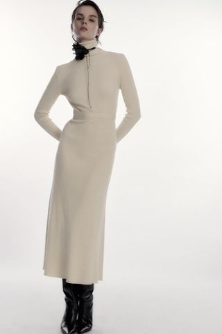 Zara + Belted Long Knit Dress