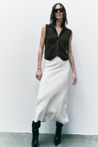 Zara + Knit Polo Collar Vest