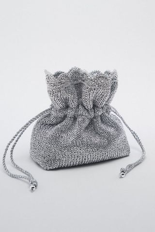 Zara + Metallic Thread Mini Bucket Bag