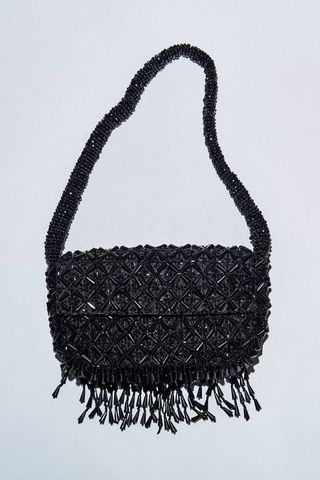 Zara + Beaded Fringe Shoulder Bag