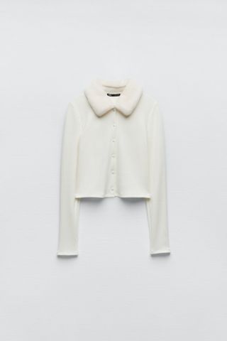 Zara + Jacket With Faux Fur Collar