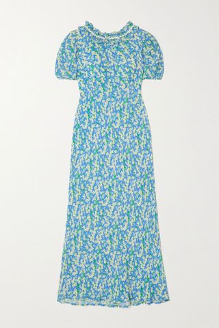 Rixo + Deia Ric Rac-Trimmed Ruffled Floral-Print Voile Midi Dress