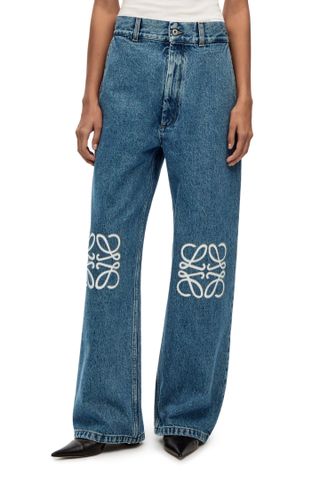 Loewe + Anagram Baggy Jeans in Denim Jeans Blue