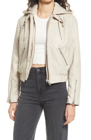 Blanknyc + Faux Leather Bomber Jacket With Removable Hood