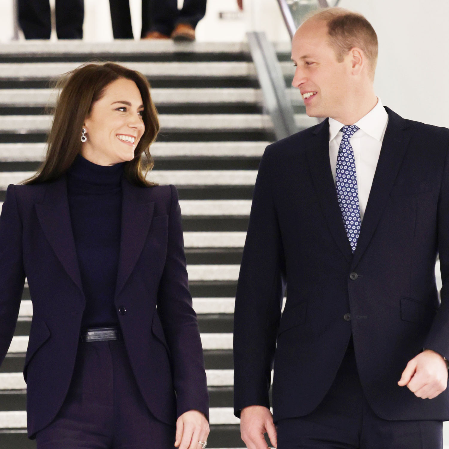 Kate Middleton Wore a Navy Pantsuit with Princess Diana's Jewels