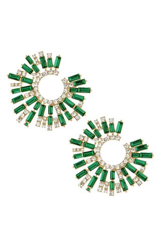 Ettika + Green Crystal Frontal Hoop Earrings