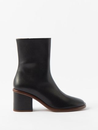 Chloé + Meganne Block-Heel Leather Ankle Boots
