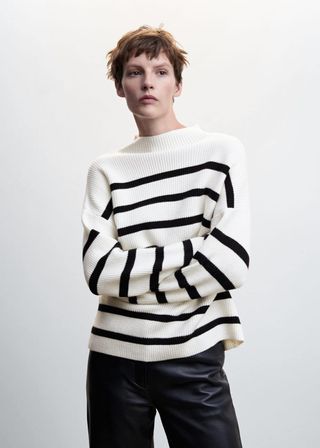 Mango + Striped Rib Sweater