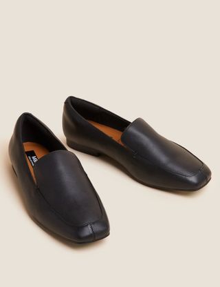 M&S + Wide Fit Leather Loafers