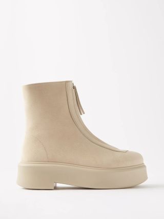 The Row + Front-Zip Grained Leather Boots
