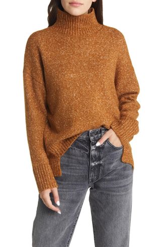 Treasure & Bond + Marled Mock Neck High-Low Tunic Sweater